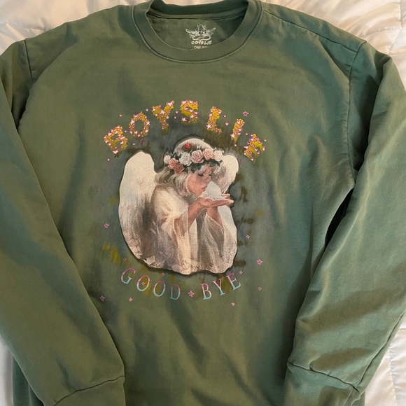 Boys Lie Tops - Boys Lie Green Angel Graphic Top